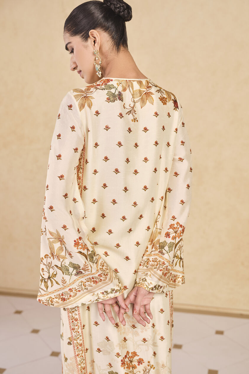 Dykuma Printed Silk Kaftan - Ivory, Print, image 5